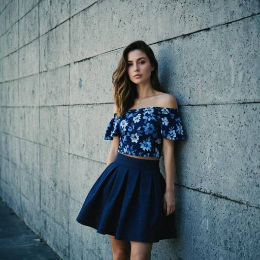 Urban Fashionista in Blue Floral Ensemble