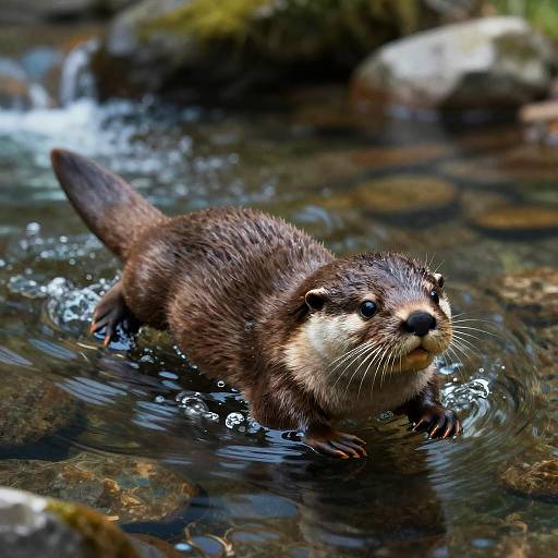 Playful Otter in Crystal Stream