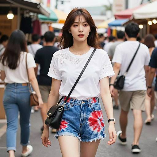 TokyoPop Style Woman at Seaside Market