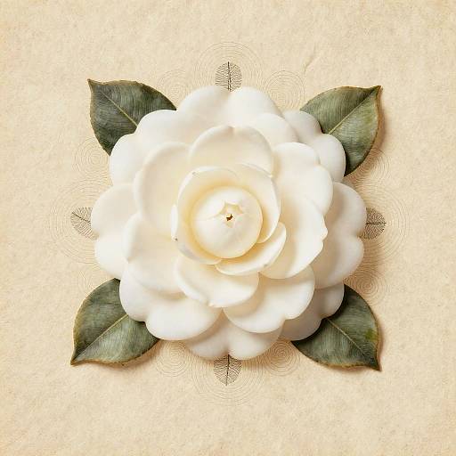 Delicate Alabaster Camellia on Hemp