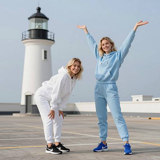 Joyful Moments on a Rooftop Parking Lot