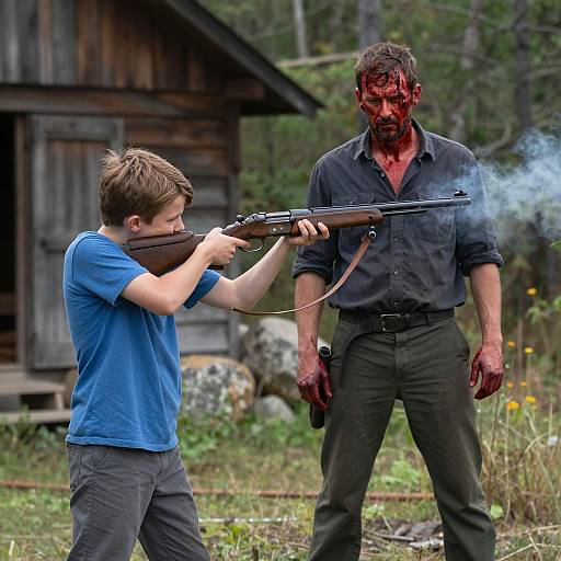Tense Standoff in a Rural Forest