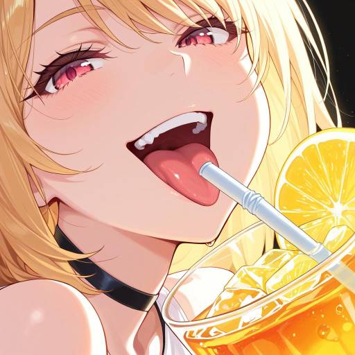 Confident Teenager Enjoying Fruit Punch Confident Teenager Enjoying Fruit Punch