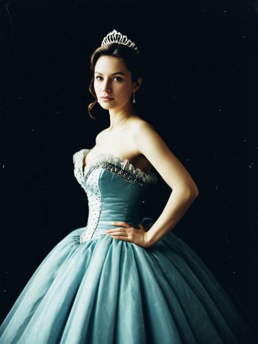 Elegant Woman in Mini Ball Gown Portrait