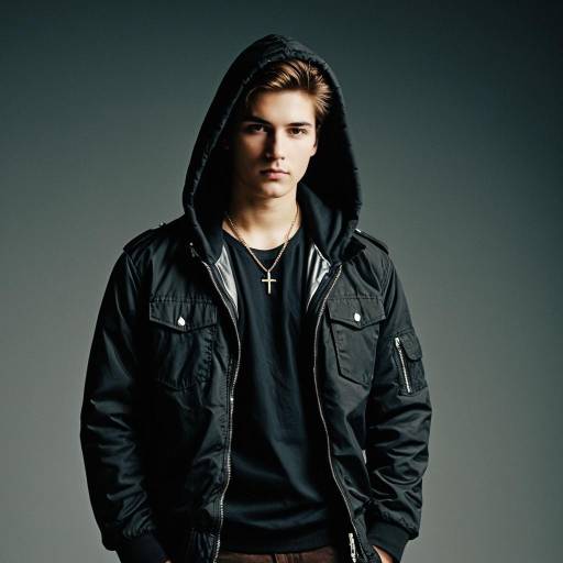 Young Man in Black Hooded Jacket