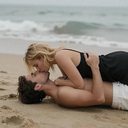 Romantic Beach Kiss at Sunset