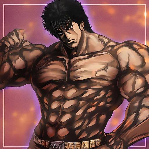Illustration of Kenshiro, hokuto no ken in the style of Kajimakoto