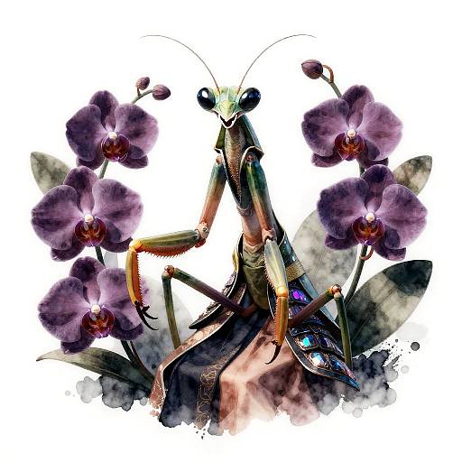 Mufasa Watercolor Mantis Warrior Portrait