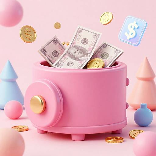Dreamy Pink Vault Money Illustration