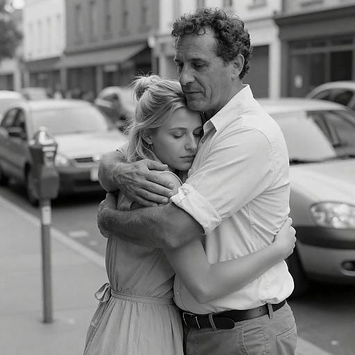 Emotional Embrace on a City Street