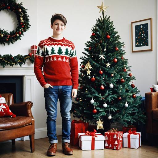 Boy in a Festive Christmas Sweater