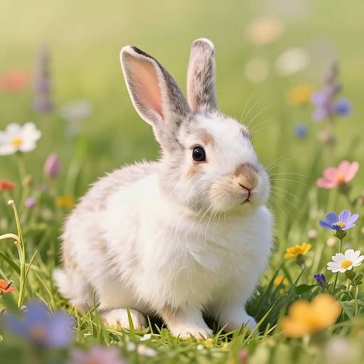 Peaceful Rabbit in Lush Meadow