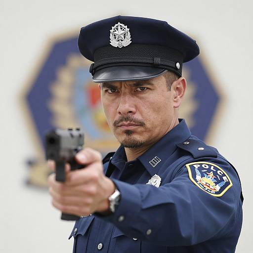 Stern Male Police Officer Portrait