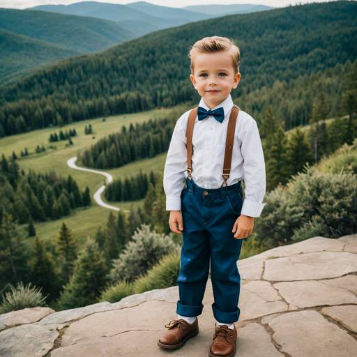 Boy in Ring Bearer Outfit at Mountain Overlook Boy in Ring Bearer Outfit at Mountain Overlook