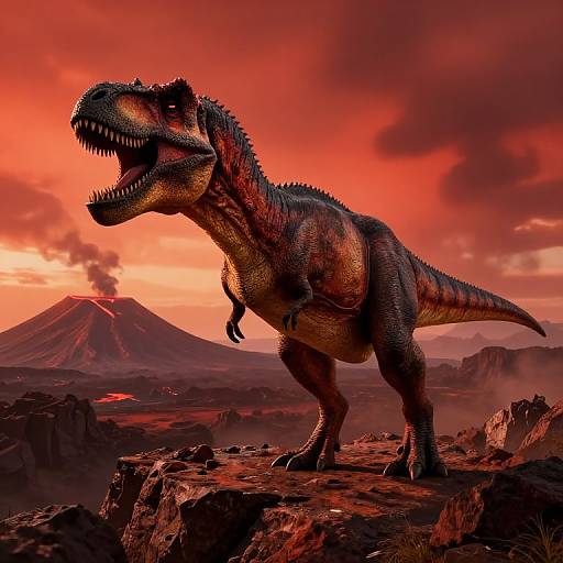 Majestic T-Rex on Volcanic Cliff