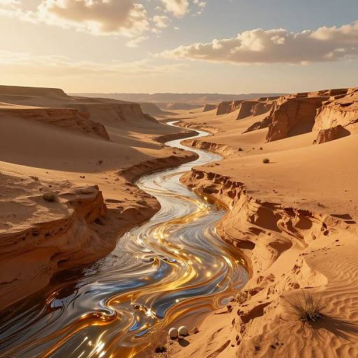 Surreal 3D Desert with Liquid Time