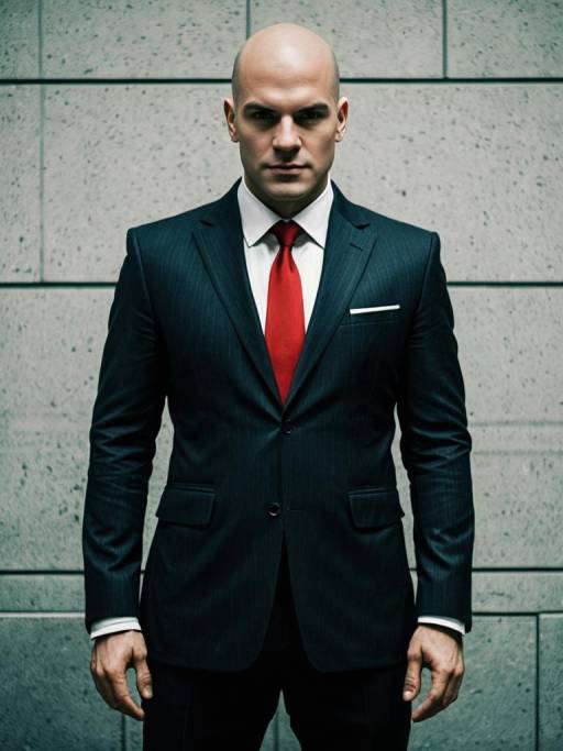 Realistic Man in Agent 47 Cosplay
