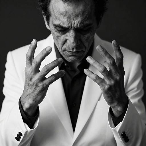 Grotesque Man in White Suit Portrait