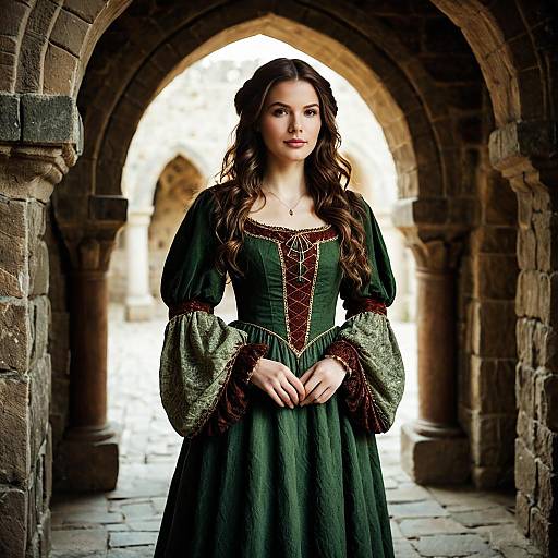 Photorealistic Medieval Woman in Green Frock