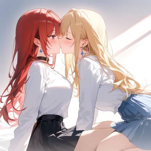 Yuri Kiss Between Colorful Characters