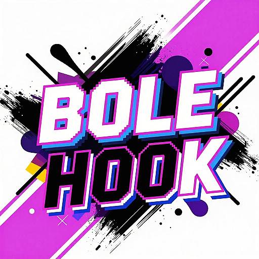 Digital graphic with bold, white, pixelated text 