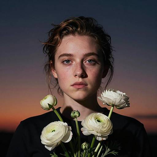 Florence Pugh Picasso-Inspired Ranunculus Silhouette Sunset