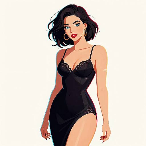 Erotic Cartoon Woman in Fauvism Glitch