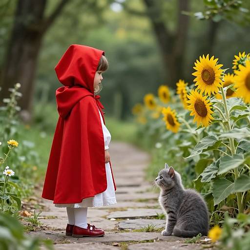 Little Red Riding Hood with Kitten
