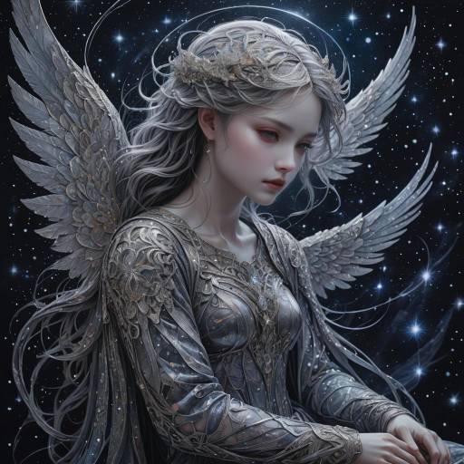 Mysterious Fallen Angel in Starry Night