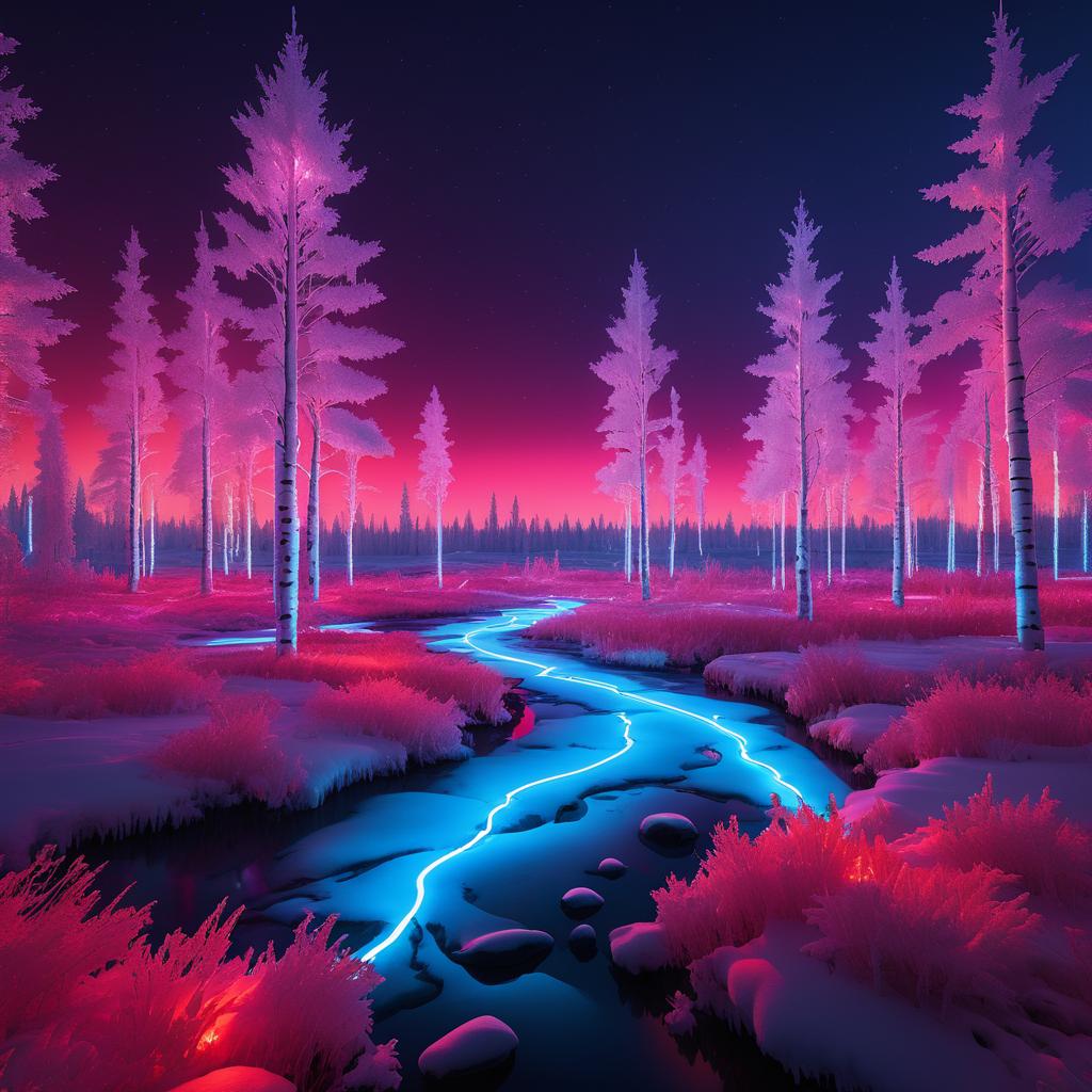 Neon Tundra Rave Night Scene