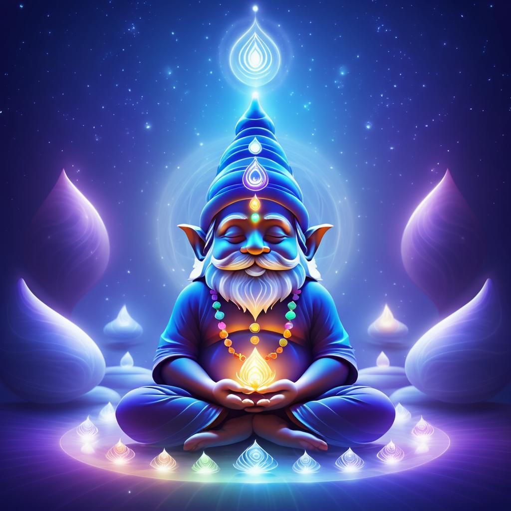 Serene Gnome Meditating with Aligned Chakras