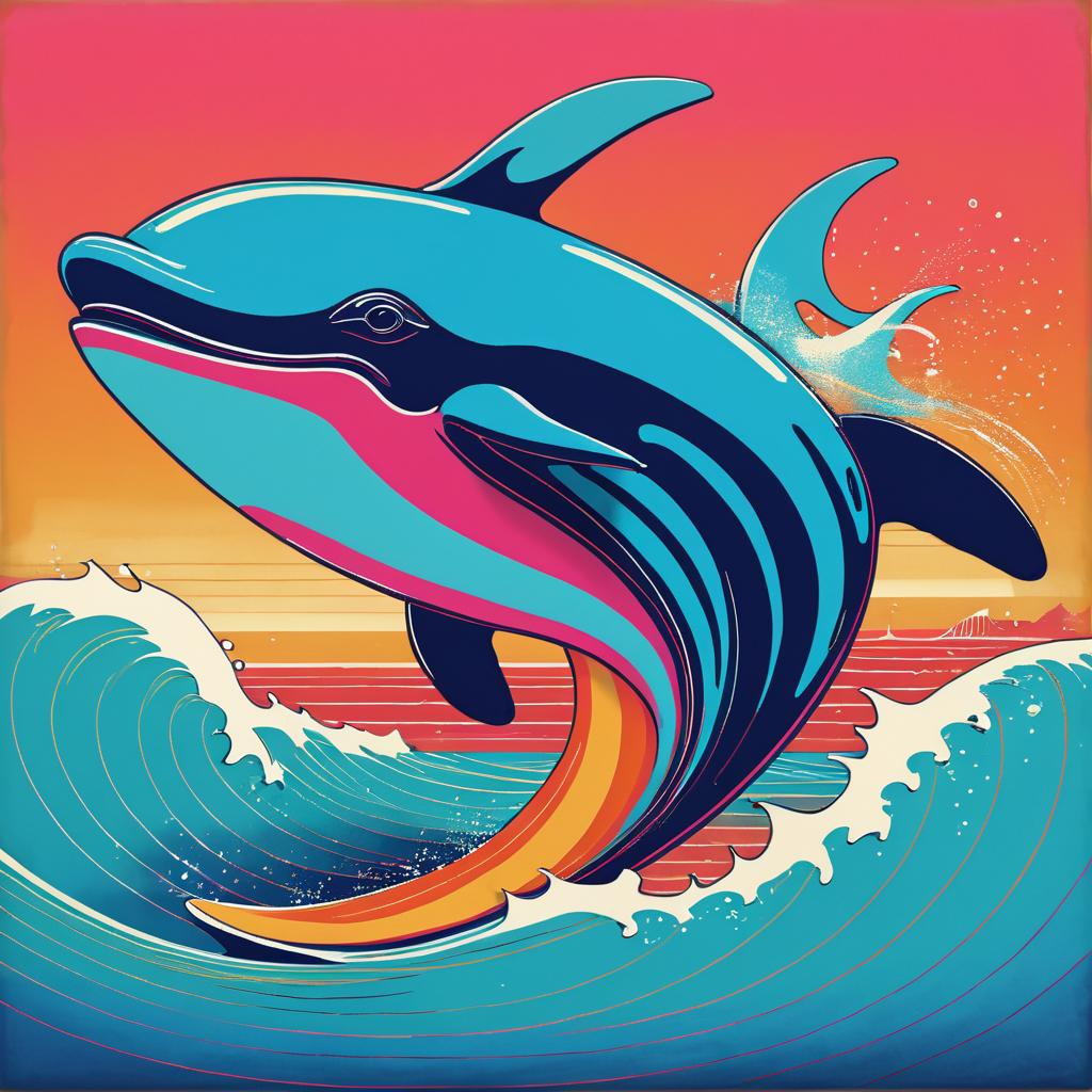 Playful Whale in Vibrant Lowbrow Art