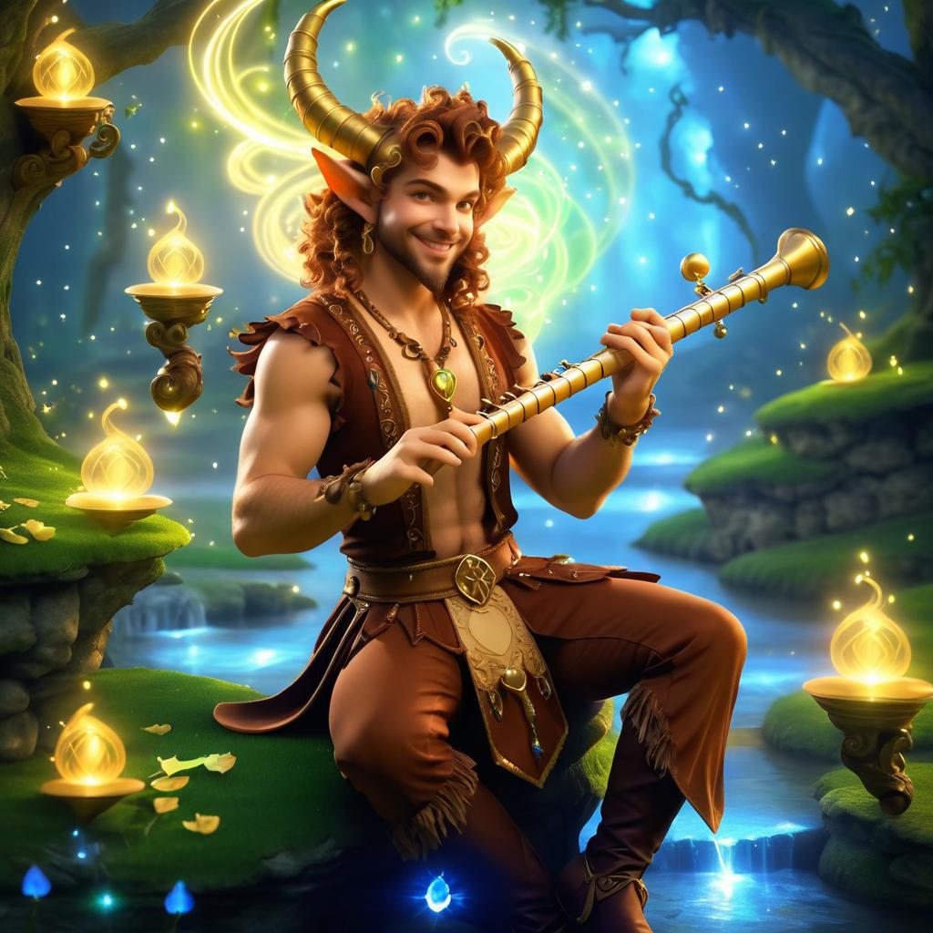 Enchanting Satyr Bard in Magical Realm