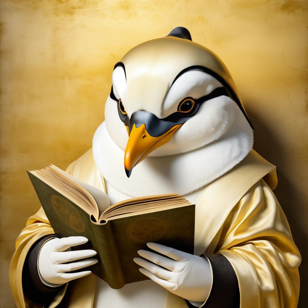 Penguin Reading in Mannerist Style