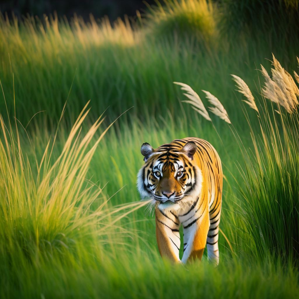 Twilight Tiger Stalking Its Prey