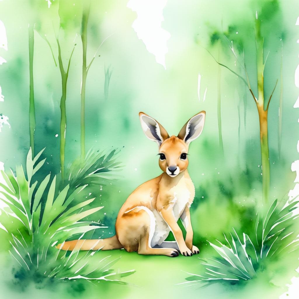 Serene Baby Kangaroo in Lush Forest