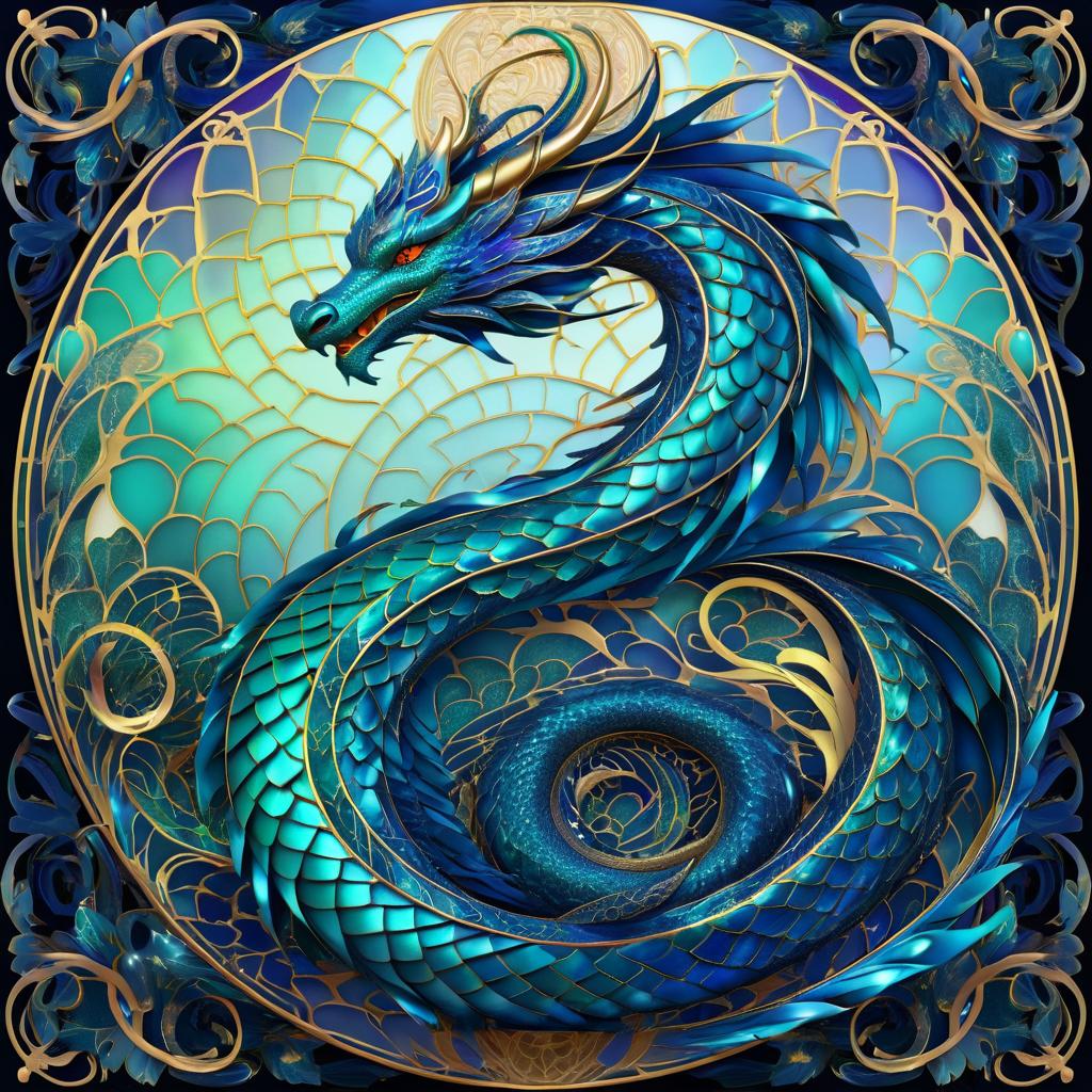 Majestic Art Nouveau Dragon Illustration