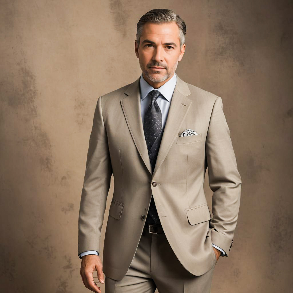 Stylish Middle-Aged Man in Tailored Suit