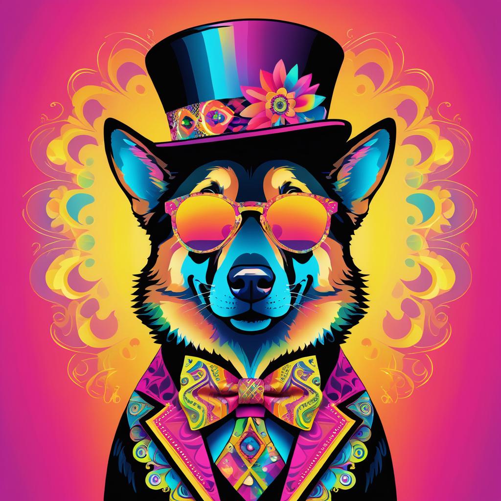 Psychedelic German Shepherd in Style