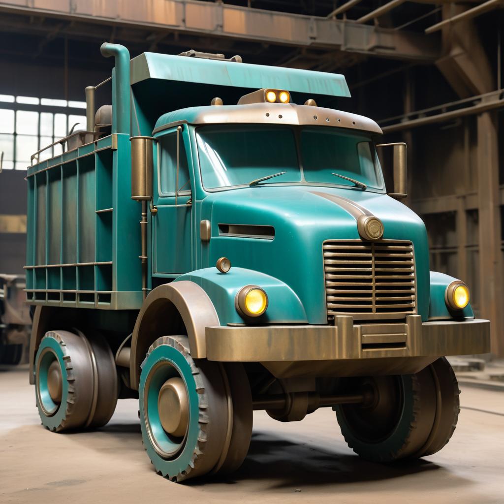 Proud Anthropomorphic Mining Truck in Factory