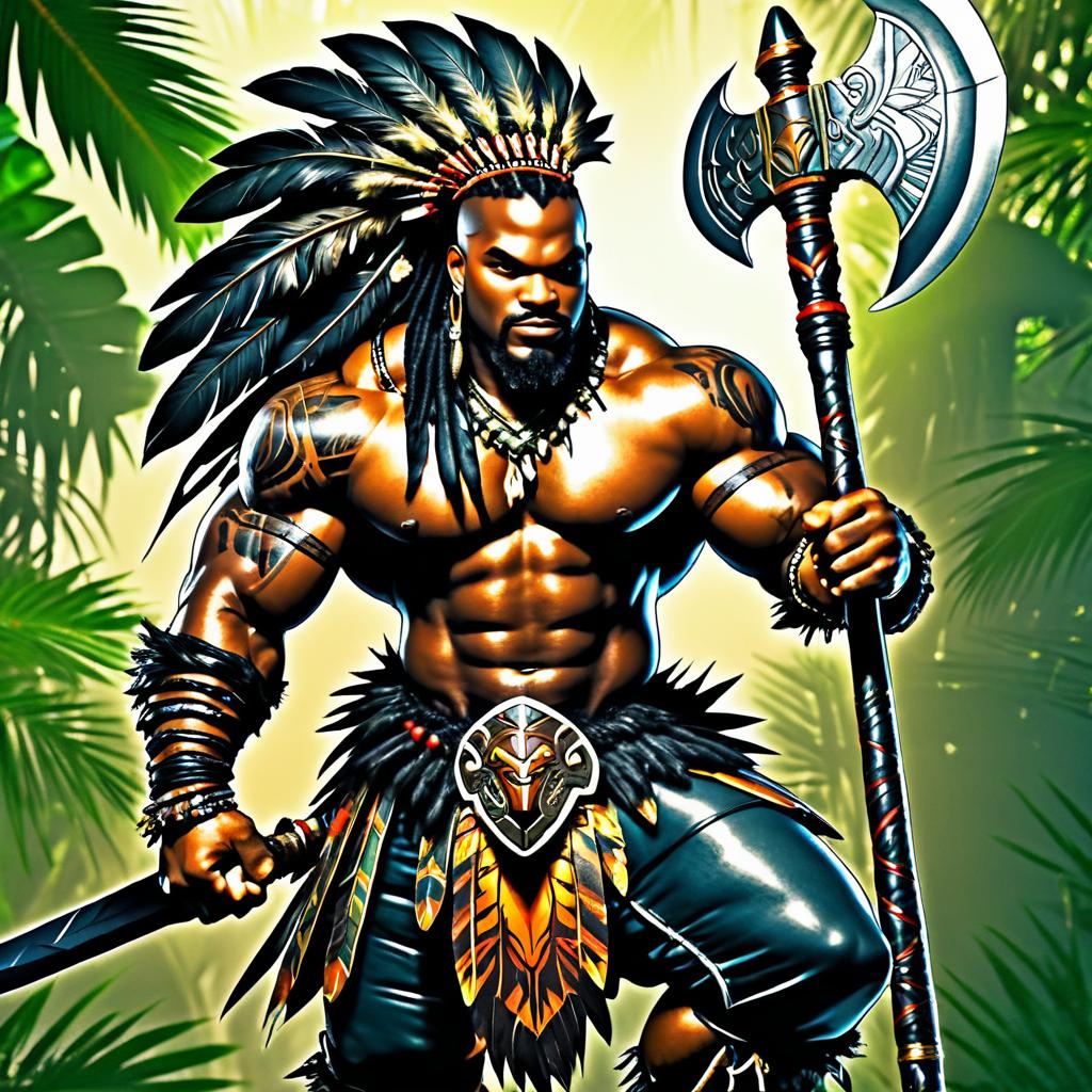 Muscular African Warrior in Joe Madureira Style