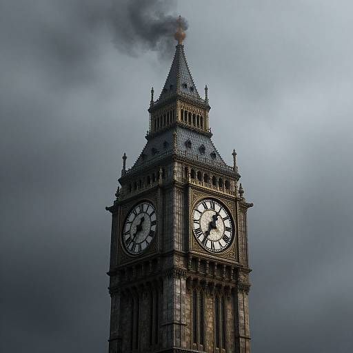 Eerie Ancient Clock Tower in Mist