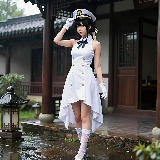 Admiral Kancolle in Rainy Garden