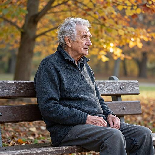 Wise Old Man in Autumn Park