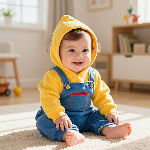 Cozy Smiling Baby in Sunny Nursery