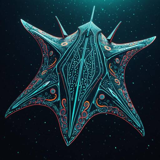 Bio-luminescent Stingray Drone 3D Render Bio-luminescent Stingray Drone 3D Render
