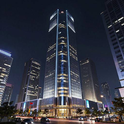 Futuristic Highrise in Vibrant Cityscape