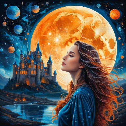 Mystical Woman Under Cosmic Moonlight