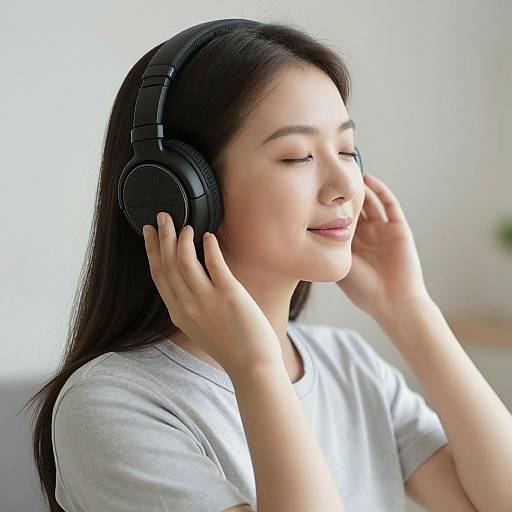 Woman Enjoying Music with Headphones