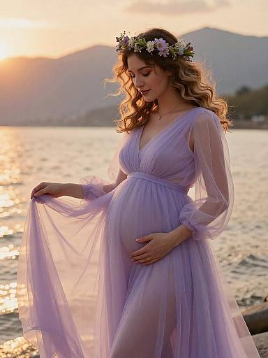 Lavender Maternity Gown at Golden Hour